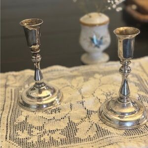 Elegant  Vintage  Art Deco Silverplate Candesticks - set of 2